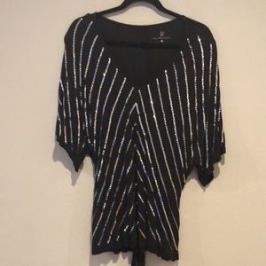 New York and Company, large,sequin dolman style shirt